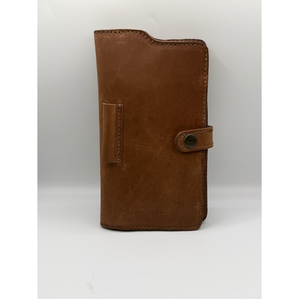 Kelly Moore Brown Genuine Leather Travel Wallet Organizer Passport Holder Clutch